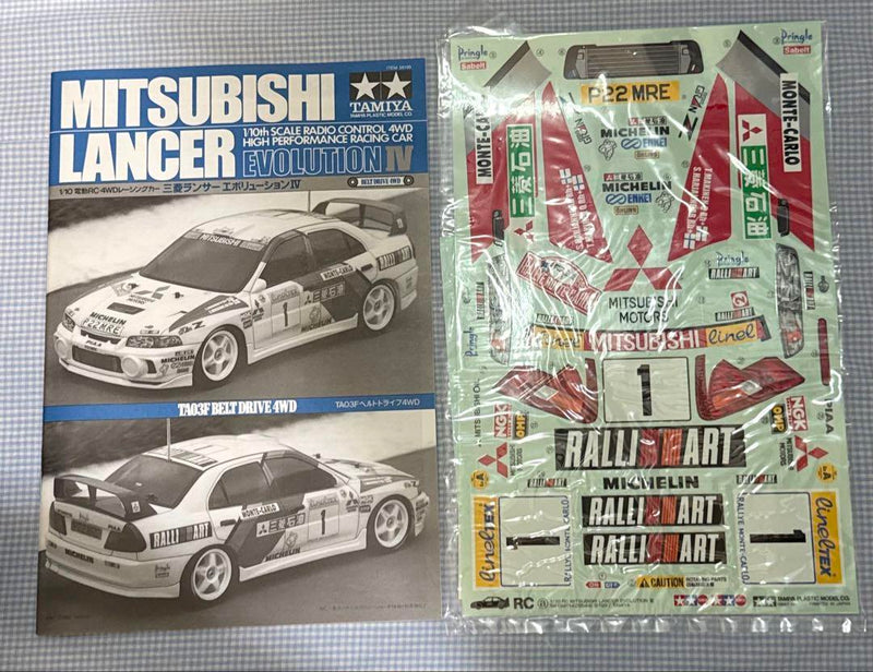 Chargez l'image dans la visionneuse de la galerie, Used Tamiya Mitsubishi Lancer Evolution IV TA03F Belt Drive 4WD Unassembled Kit