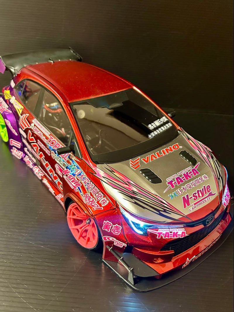 Cargue la imagen en el visor de la galería, Addiction GR Corolla RC Body Painted with Taka Vinyl Decals - Used