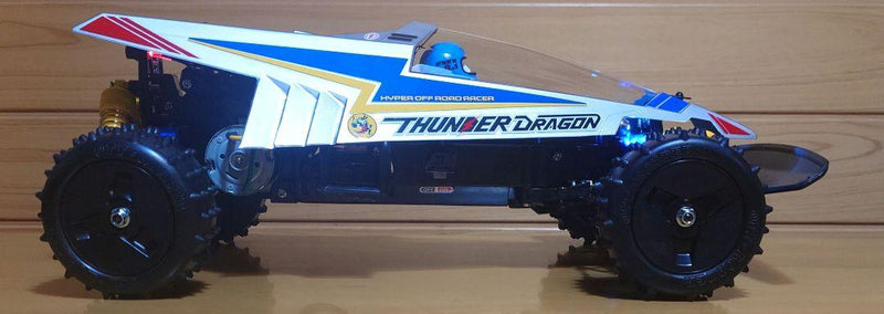 Chargez l'image dans la visionneuse de la galerie, Used Tamiya Thunder Dragon 2021 Assembled RC Car Full Set with LED & Sanwa Radio