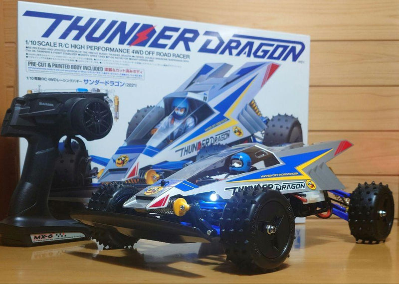 Chargez l'image dans la visionneuse de la galerie, Used Tamiya Thunder Dragon 2021 Assembled RC Car Full Set with LED & Sanwa Radio