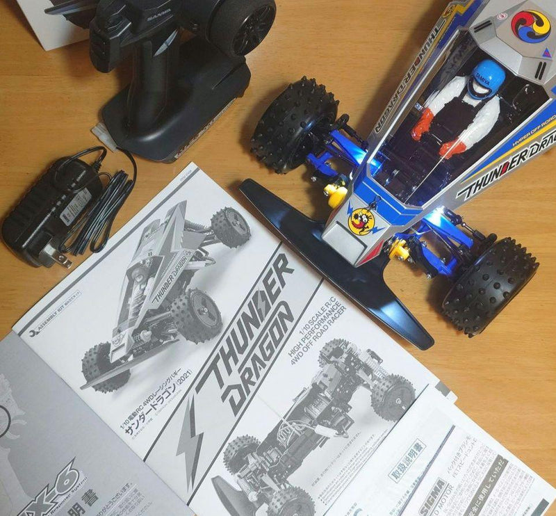 Chargez l'image dans la visionneuse de la galerie, Used Tamiya Thunder Dragon 2021 Assembled RC Car Full Set with LED & Sanwa Radio