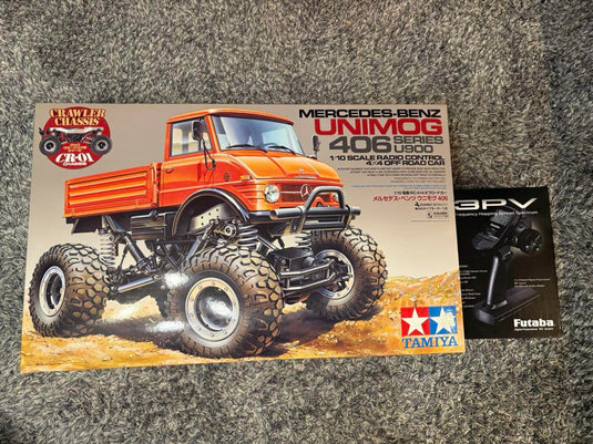 Used Tamiya 1/10 Unimog 406 Assembled RC Car with Futaba 3PV Radio