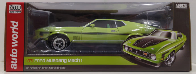 auto world 1/18 American Muscle 1971 Mustang Mach 1 Light Green AMM1069 - Used