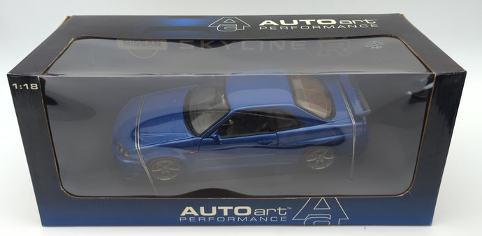 AUTOart Performance 1/18 Nissan Skyline R34 GT-R 1999 Blue 77301 - Used