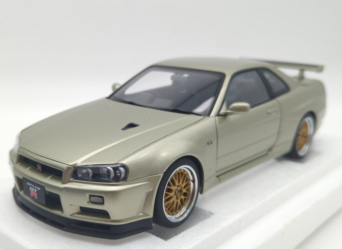 AUTOart 1/18 Nissan Skyline GT-R R34 V-spec II Nur BBS LM Wheel Millennium Jade - Used