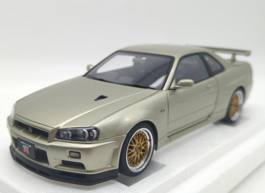 AUTOart 1/18 Nissan Skyline GT-R R34 V-spec II Nur BBS LM Wheel Millennium Jade - Used