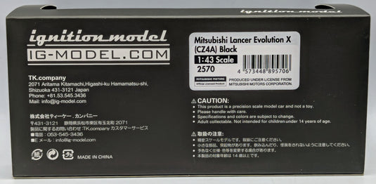 ignition model 1/43 Mitsubishi Lancer Evolution X CZ4A Black Metallic IG2570 - Used