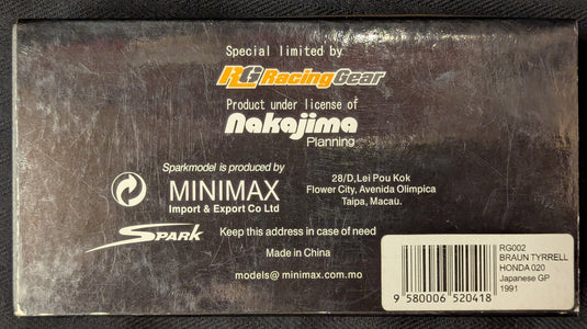 Spark Model 1/43 Braun Tyrrell Honda 020 Japanese GP 1991 Epson