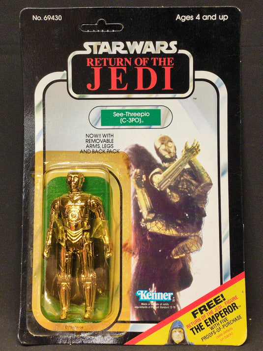 Vintage Kenner Star Wars C-3PO (Free the Emperor Coin Offer) 3.5-Inch Figure (65-Back Card) - Used