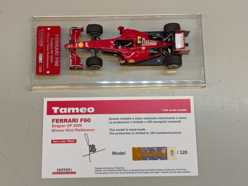 Carica immagine in Galleria Viewer, Tameo 1/43 Ferrari F60 Belgian GP 2009 Winner Kimi Raikkonen TB024 - Used

