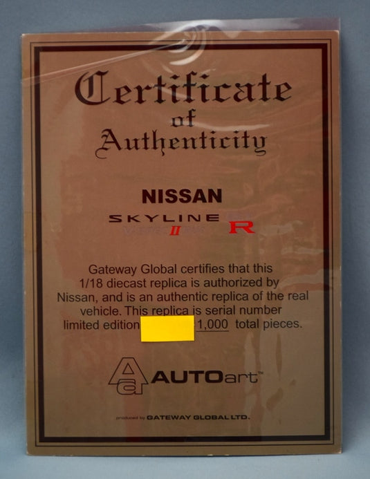 AUTOart 1/18 Nissan Skyline R34 GT-R V-spec II Nur Millennium Jade 77338 - Used