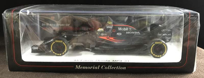 Spark Model 1/43 McLaren Honda MP4-31 2016 Abu Dhabi GP J. Button Last Run - Used