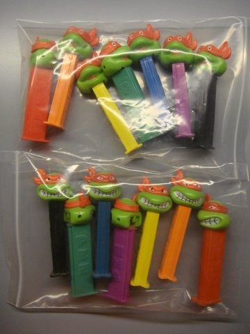PEZ The Complete Set of 56 Teenage Mutant Ninja Turtles PEZ Dispensers (Thick Feet) - Used