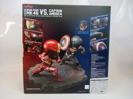Beast Kingdom Egg Attack Statue Captain America: Civil War - Iron Man MK46 vs Captain America - Used