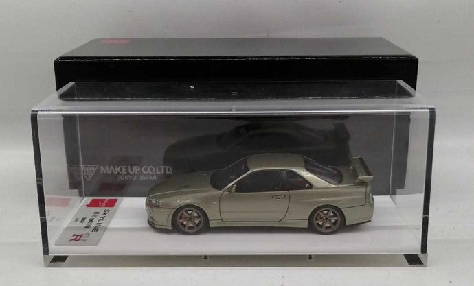 MAKE UP GT-R (BNR34) V-SPEC II NUR 2002 TE37 Wheels 1/43 Diecast– Used