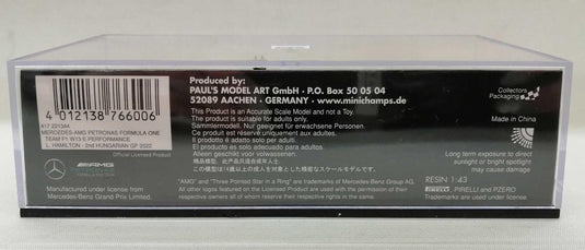 MINICHAMPS Mercedes AMG Petronas Formula One Team F1 1/43 Scale Car– Used