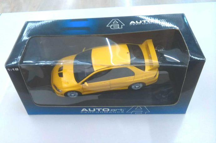 AUTOART Mitsubishi Lancer Evolution VII Yellow 1/18 Scale Car– Used