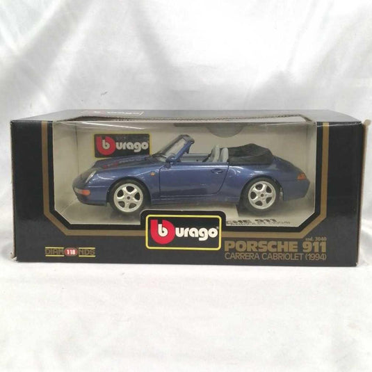 BBURAGO PORSCHE 911 CARRERA CABRIOLET 1994 1/18 Scale Car– Used