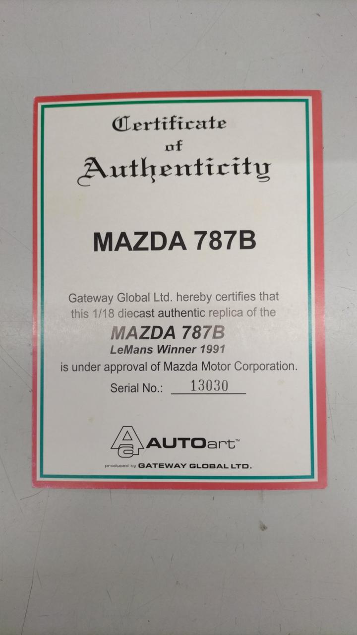 Load image into Gallery viewer, AUTOART Mazda 787B Le Mans 1991 Winner 1/18 Scale Car– Used
