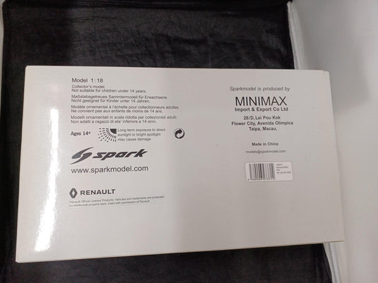 MINIMAX SPARK 18S371 Porsche 911 RSR 1/18 Scale Model Car– Used