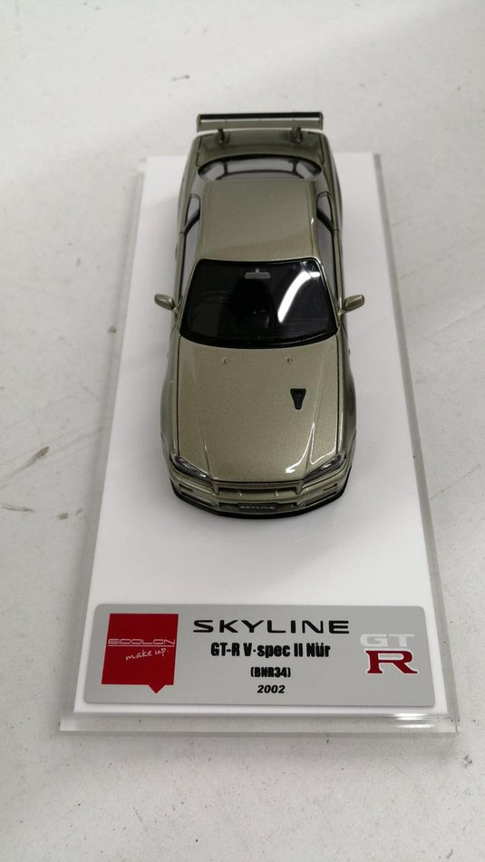 MAKE UP GT-R (BNR34) V-SPEC II NUR 2002 TE37 Wheels 1/43 Diecast– Used
