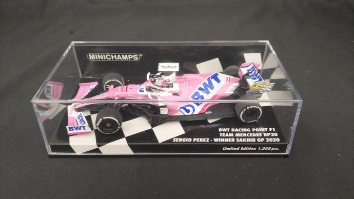 MINICHAMPS BWT Racing Point F1 Mercedes RP20 Sergio Perez Sakhir GP 2020 Winner 1/43– Used
