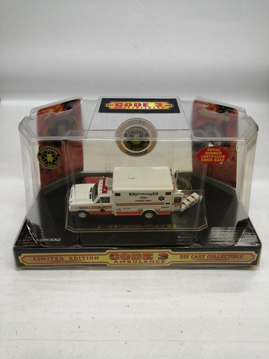 CODE 3 COLLECTIBLES PITTSBURGH EMS F-350 AMBULANCE 1/64 Diecast Model– Used
