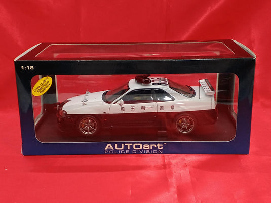 AUTOart 77351 1/18 NISSAN SKYLINE GT-R R34 Saitama Police Car– Used