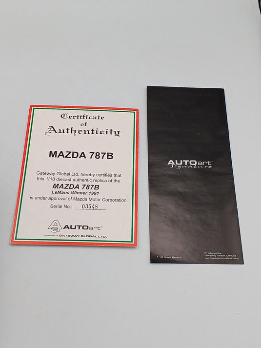AUTOart MAZDA 787B LEMANS WINNER 1991 1/18 Scale Model Car– Used