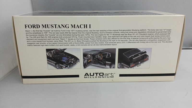 Load image into Gallery viewer, AUTOART MILLENNIUM 1/18 FORD MUSTANG MACH I FASTBACK &#39;71 (Black)– Used
