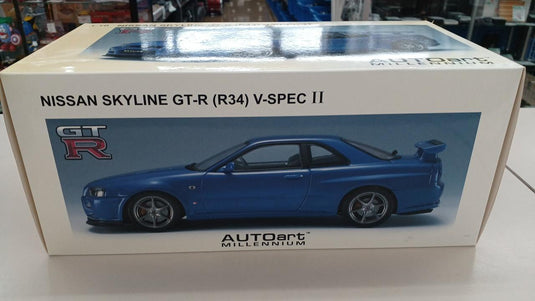 AUTOart R34 V-SPEC II SKYLINE GT-R 1/18 Scale Model Car– Used