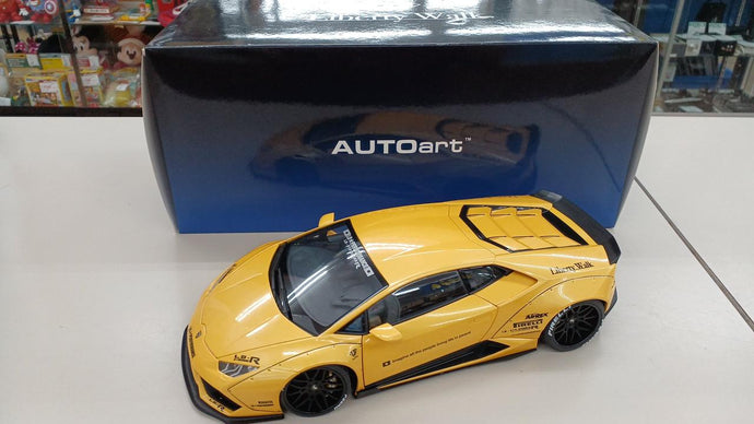 AUTOart Liberty Walk Metallic Yellow Lamborghini Huracan 1/18 Scale Model Car– Used