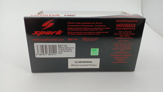 Spark Model 1/43 ARTA MUGEN 2024 Diecast Scale Model Car