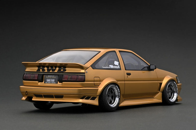 Chargez l&#39;image dans la visionneuse de la galerie, ignition model 1/18 RWB AE86 Gold Estimated production quantity: 100pcs
