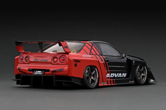 modèle d'allumage 1/18 LB-ER34 Super Silhouette Skyline Noir/Rouge avec roues ADVAN Racing GT 18 pouces (Bronze) IG2703