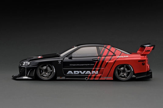 modèle d'allumage 1/18 LB-ER34 Super Silhouette Skyline Noir/Rouge avec roues ADVAN Racing GT 18 pouces (Bronze) IG2703