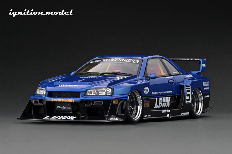 Cargue la imagen en el visor de la galería, ignition model 1/18 LB-ER34 Super Silhouette SKYLINE Blue/Black
