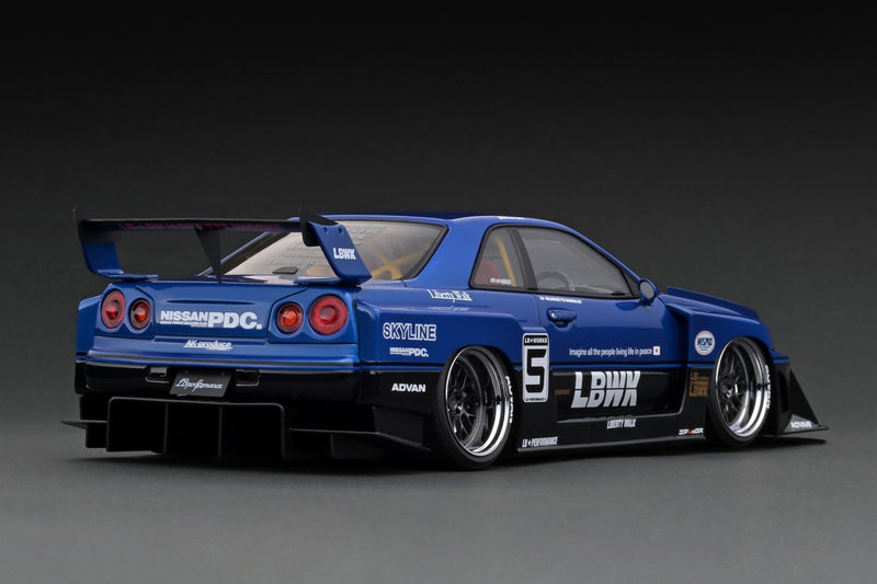 Cargue la imagen en el visor de la galería, ignition model 1/18 LB-ER34 Super Silhouette SKYLINE Blue/Black
