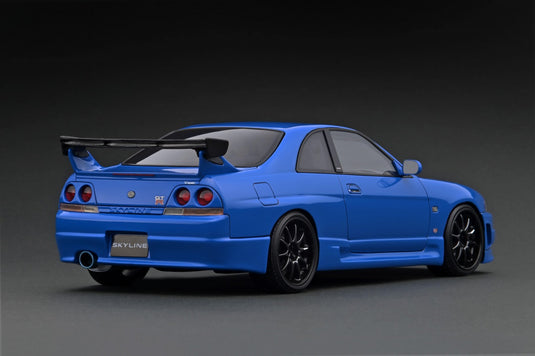 modèle d'allumage 1/18 Nissan Skyline GT-R (BCNR33) Bleu avec roues CE28N 18 pouces (Noir) IG2780