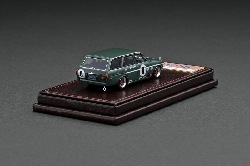 Cargue la imagen en el visor de la galería, Modelo de encendido 1/64 Datsun Bluebird (510) Wagon Green con ruedas SSR Mark II de 14 pulgadas (polaco/rojo) IG2879
