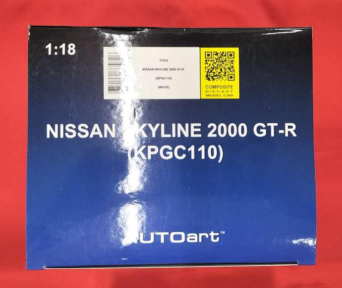 AUTOart Nissan Skyline 2000 GT-R KPGC110 (White) 1/18 Scale Car– Used