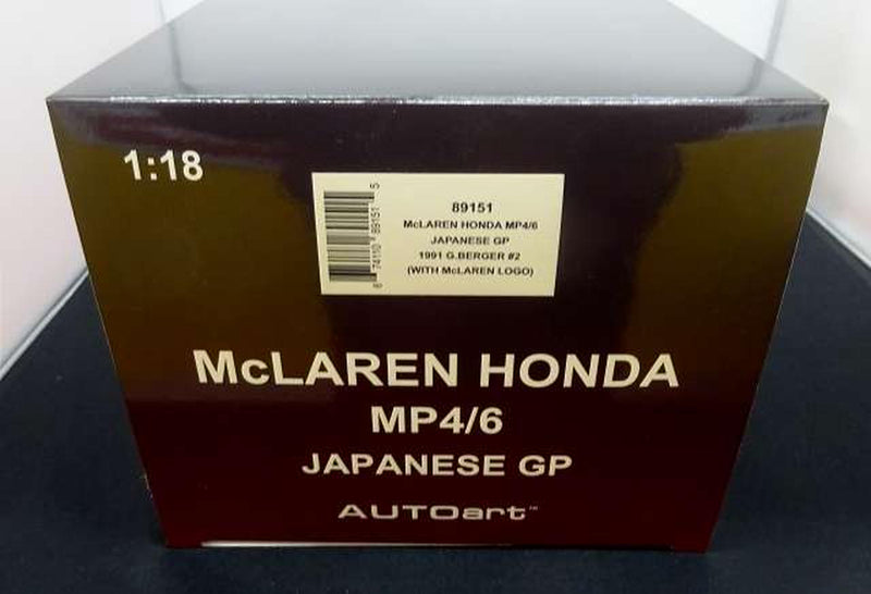 Carica immagine in Galleria Viewer, AUTOART 1991 #2 (Gerhard Berger) McLaren Honda MP4/6 Japan GP 1/18– Used
