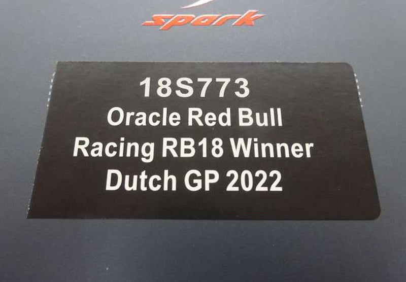 Load image into Gallery viewer, SPARK 2022 F1 Dutch GP Red Bull RB18 NO.1 Oracle 1/18 Scale Model Car– Used
