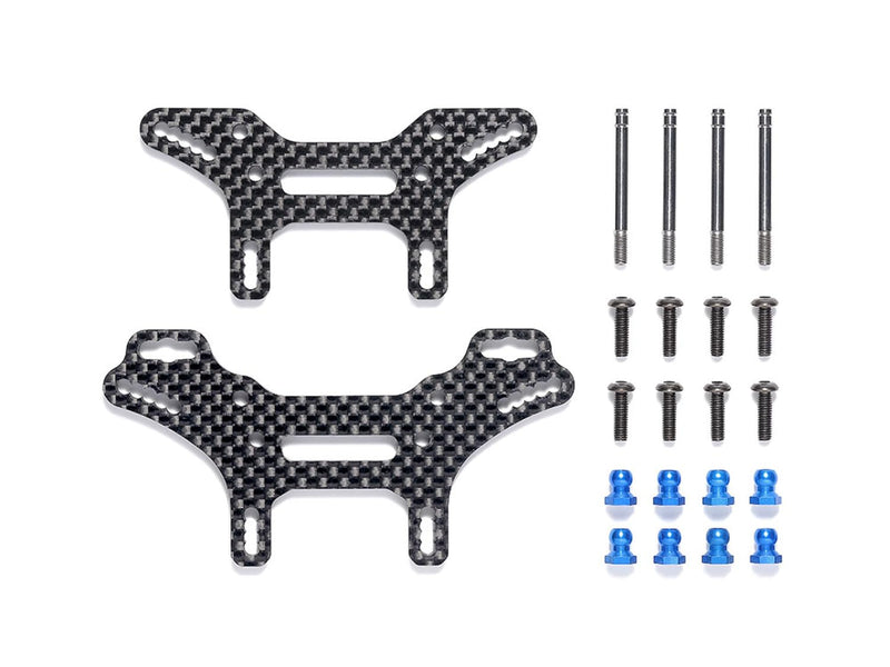 Laden Sie das Bild in Galerie -Viewer, TAMIYA Hop-Up Options No.2076 OP.2076 XV-02 Short Carbon Damper Stay Set 22076
