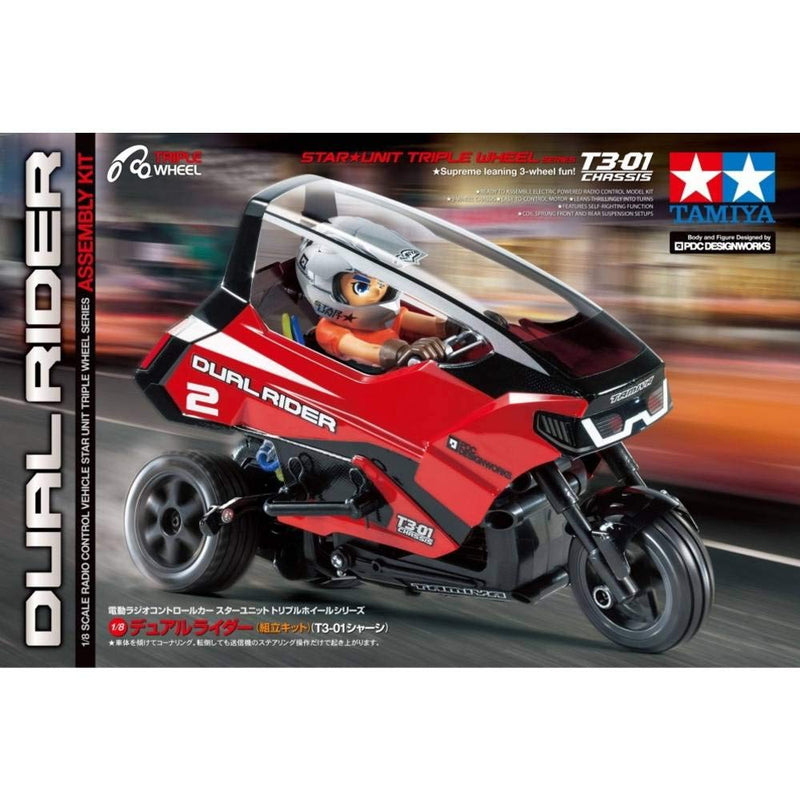 Laden Sie das Bild in Galerie -Viewer, TAMIYA 1/8 Electric R/C Car Star Unit Triple Boy Series No.07 Dual Rider Assembly Kit (T3-01 Chassis) On Road 57407
