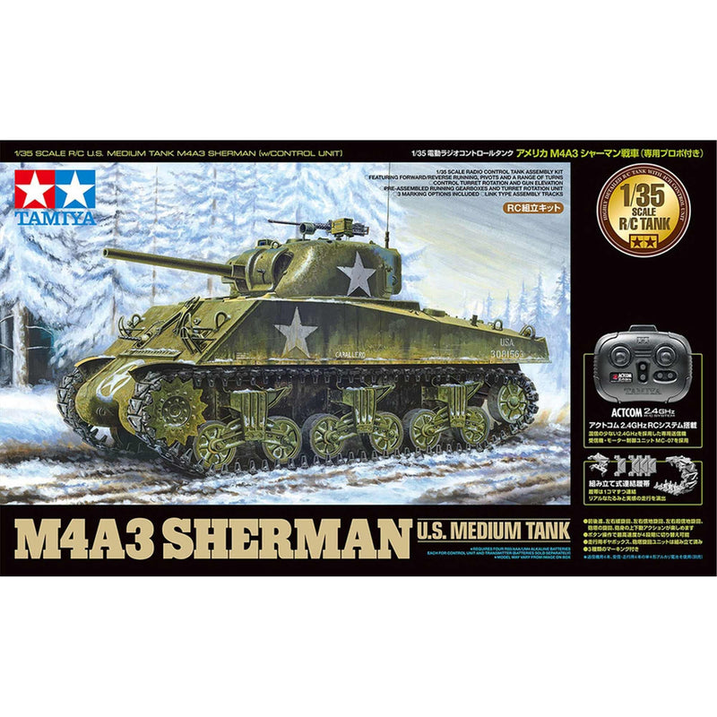 Laden Sie das Bild in Galerie -Viewer, TAMIYA 1/35 RC Tank Series No.17 US M4A3 Sherman Tank Assembly Kit w/Propo 48217
