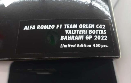 MINICHAMPS Bahrain GP 2022 Alfa Romeo C42 1/43 Scale Model Car– Used