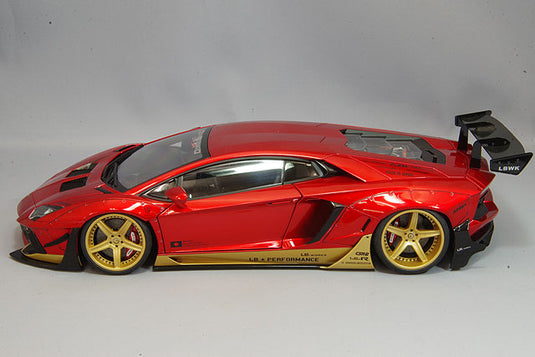 AUTOart 1/18 Liberty Walk LB-WORKS Lamborghini Aventador Limited Edition Hyper Red / Gold Accent