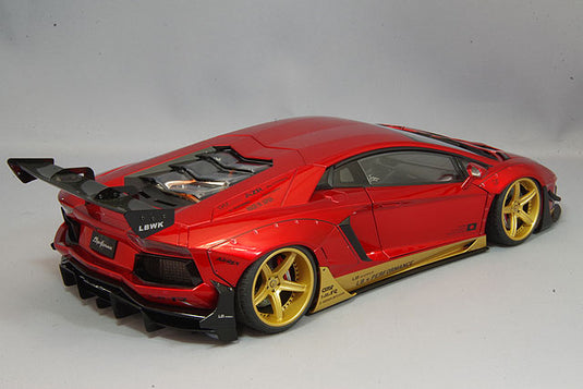 AUTOart 1/18 Liberty Walk LB-WORKS Lamborghini Aventador Limited Edition Hyper Red / Gold Accent