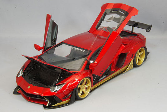 AUTOart 1/18 Liberty Walk LB-WORKS Lamborghini Aventador Limited Edition Hyper Red / Gold Accent